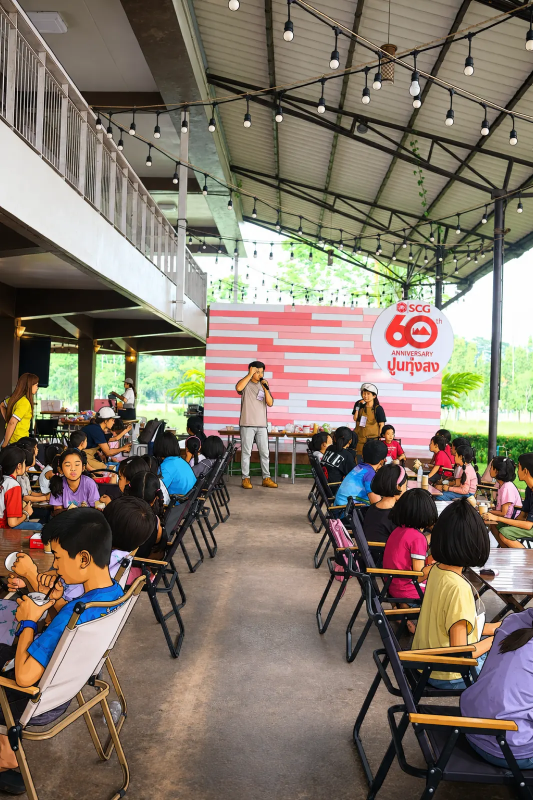 School group activity at Into the Woods