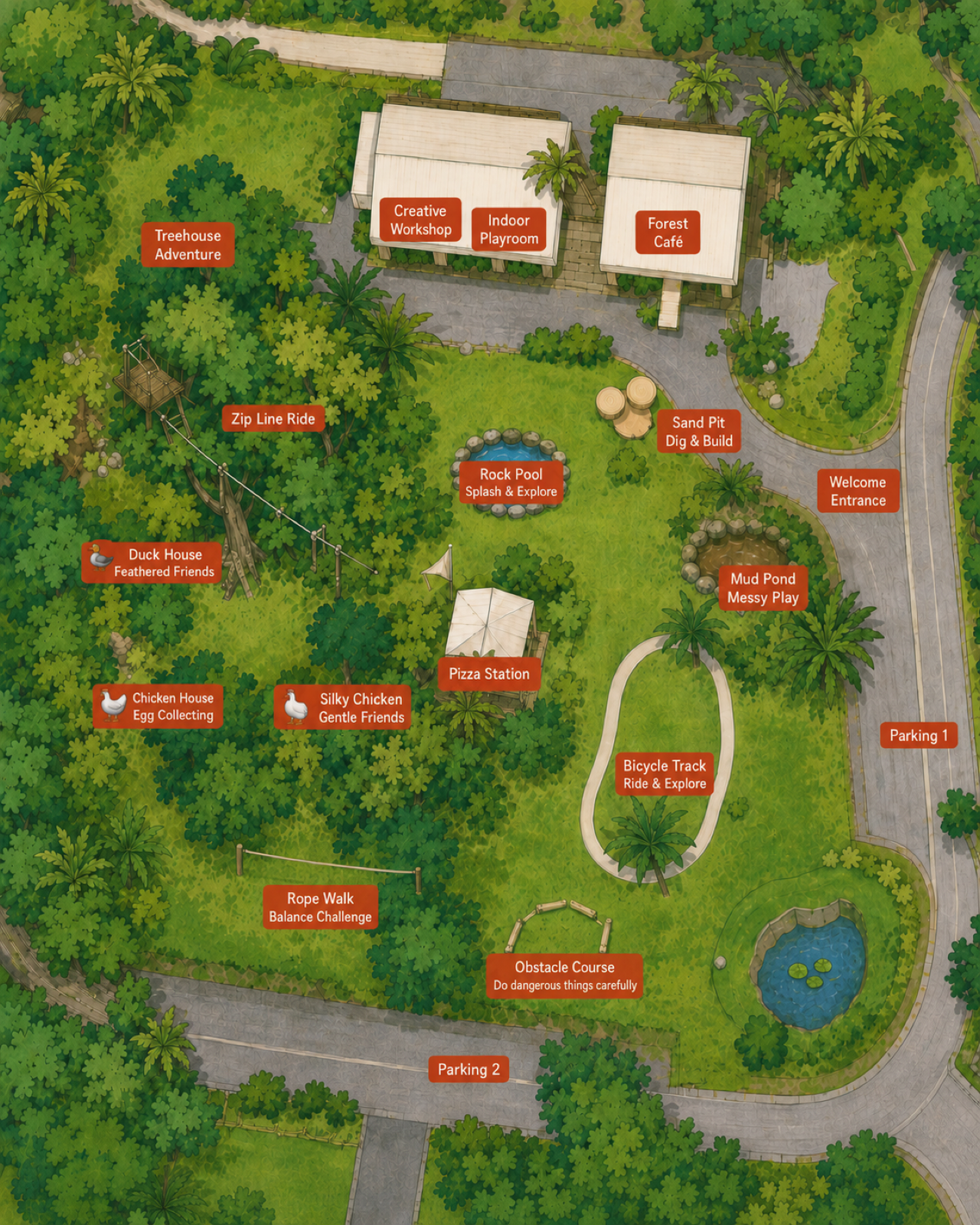 Cartoon map of Into the Woods playground